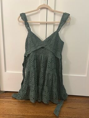 Altar’d State Rowan Floral Mini Dress - Crochet Lace in Dark Sage. NWT Adult Med